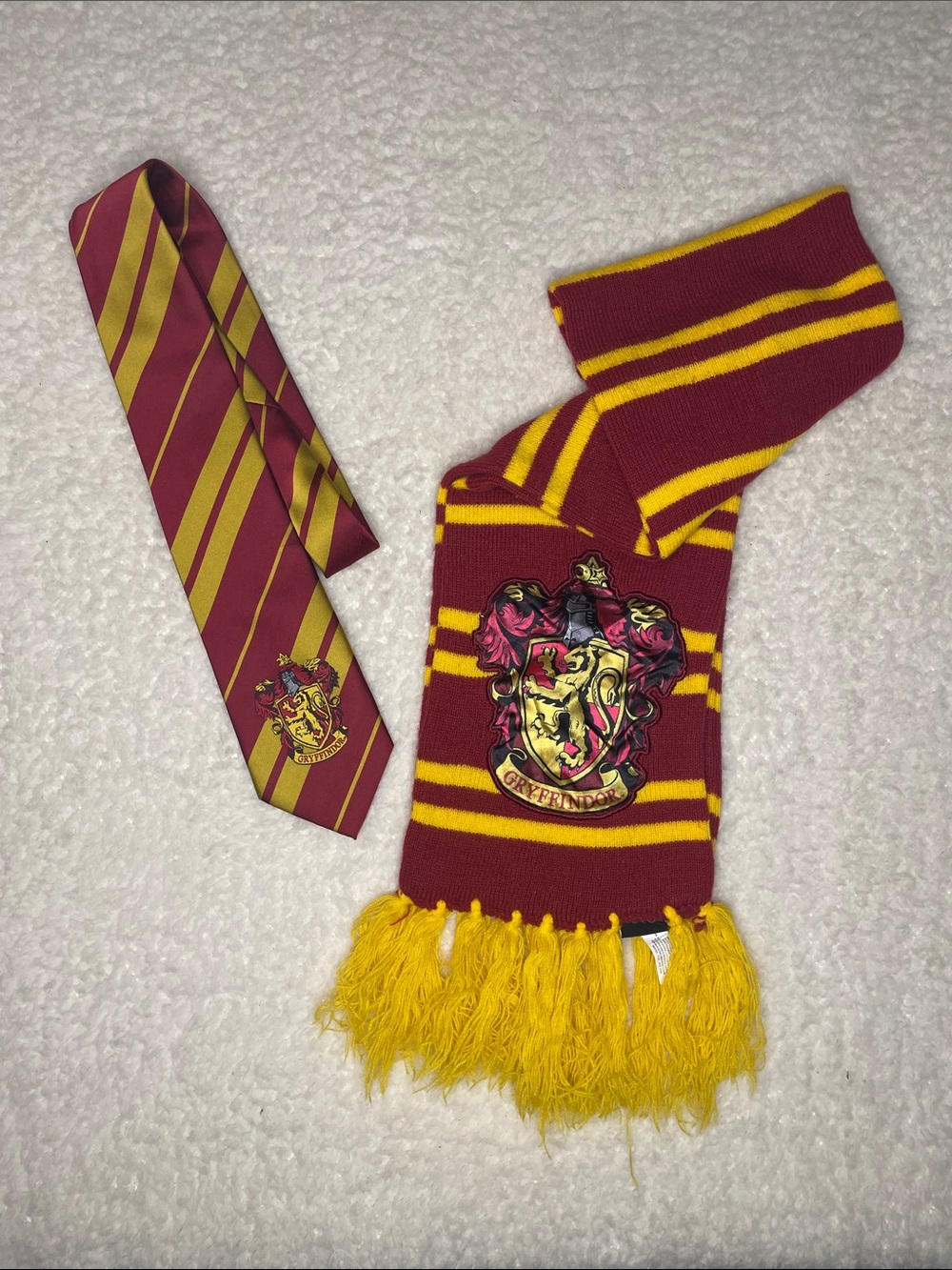 Harry Potter Gryffindor Scarf & Necktie Set Red Gold Crest Costume Cosplay